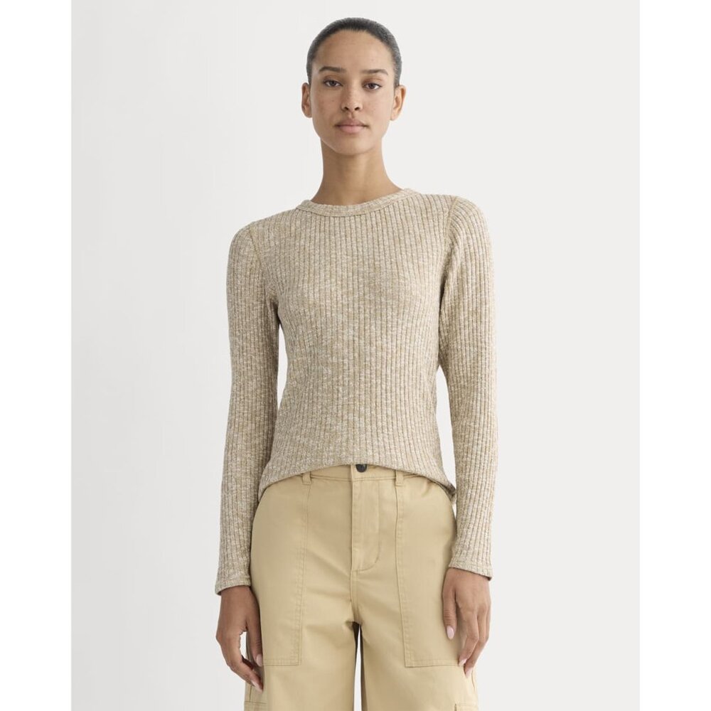 NEW Everlane S Cozy Rib Long-Sleeve Tee Sweater
